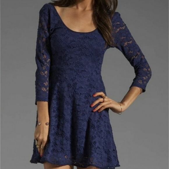 Free People Stretchy Navy Blue Skater Dress - Picture 11 of 11